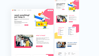 Temp Landing animation app branding design typography ui ux web web design website