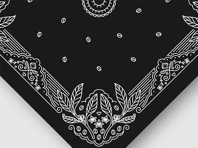 Bandana Paisley Ornament Pattern with Coffee leaf Illustrations bandana bandanna batik cloth coffee coffee bean fabric illustration leaf ornament paisley pattern