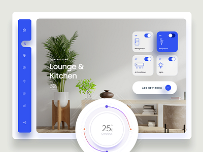 Smart Home Dashboard Ui 2d 3d admin app controls dashboad dashboard ui gradient home illustraion minimal mobile product design room smarthome typography ui ux web website