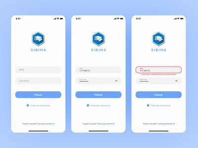 Login - Sibima App blue clean login mobile design sibima simple uajy