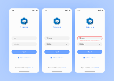 Login - Sibima App blue clean login mobile design sibima simple uajy