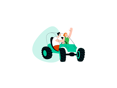 Happy family Illustration branding car family figma graphic design happy illustration illustrator man riding ui vector woman
