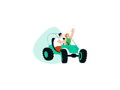 Happy family Illustration brand identity branding car family figma graphic design happy identity illustration illustrator man marketing ochi riding ui vector woman