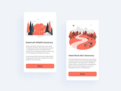 Info Cards Modal UI 045 adobexd app cards concept dailyui dailyuichallenge deer design illustraion infocard interaction design interface light mobile sanctuary simple ui uidesign ux