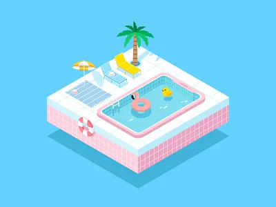 swimming pool 2.5d ai design icon illustration logo ui