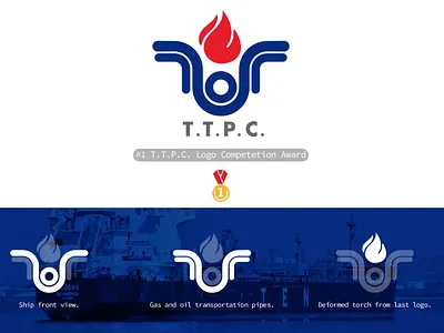 TTPC Winner Logo award blue competition design design art design process designs logo logo design oil oil logo petrol petroleum pipes red ship tanker torch transport white