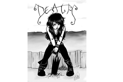 death black and white comic death digitalart goth illustration sandman