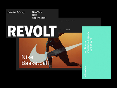 REVOLT agency animation art direction brutalism business card experimental exploration figma layout minimal minimalism sketch studio typography ui ux website