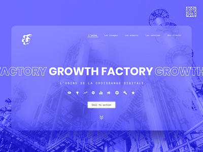 Growth Factory - agency website agency agency website branding design factory frosted glass glass icon illustration industrial landing logo marketing neumorphism sky ui ux web website