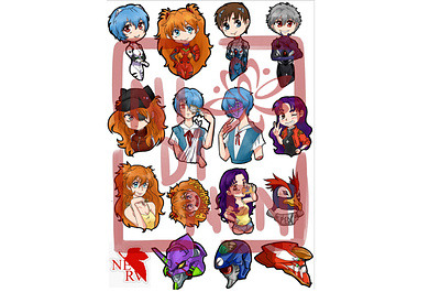 EVA stickers asuka lanley chibi cute digitalart evangelion example kawaii kaworu misato katsuragi neon genesis evangelion not for sale rei ayanami shinji ikari smol stickers