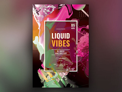 Liquid Vibes Flyer abstract design download flyer futiristic future graphic design graphicriver liquid poster psd template