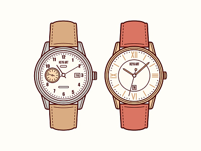 Girl's Watches Illustration digitalart drawing graphicdesign illustration key6 art key6art popart vectorart vintage watch watches