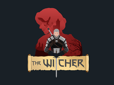 The Witcher 2d armor beast castle character flat illustration fortress geralt griffin illustration illustrator medallion medieval swords the witcher videogame videogames wallpaper warrior witcher