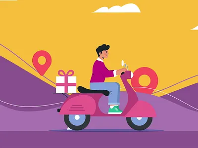 Riding 2d 2d animation animation bike character colors design flat gif graphic design illustration mograph motion motion design motion graphics riding