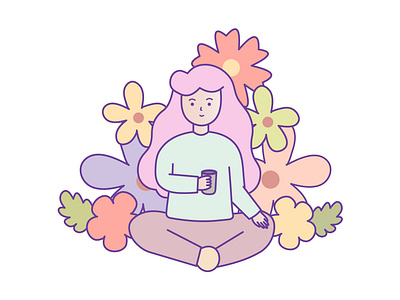 Enjoy Your Live art branding design flat florals girl illustration vector