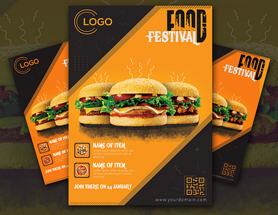 Food Festival Flyer 300dpi amazing design awesome design black branding burger logo businessflyer cmyk colorful creative design fetival flyer template food food flyer layered pdf print ready psd