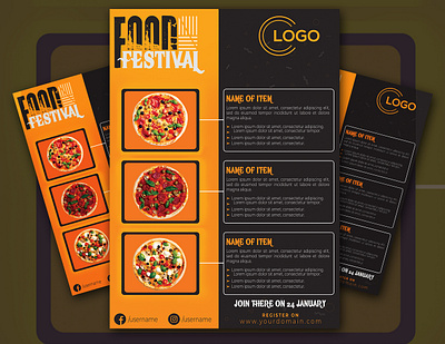 Food Festival Flyer Design 300dpi amazing awesome best concept black branding business businessflyer clean cmyk colorful creative design festiva food logo pdf print ready psd yellow