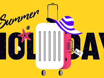 Let's take a vacation animation background branding color design flat holiday illustration journey suitcase summer travel trip typography vacation vector