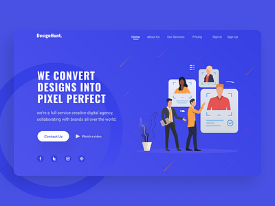 Digital Agency Landing page Hero section agency app branding creative creative design dailyui design header illustraion landing page ui ux website website design