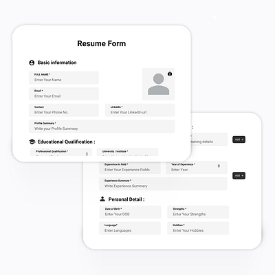 resumeuidesign adobexd ui uikit uplabs userinterface uxdesign webdesign website