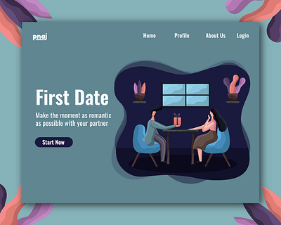 First date ilustration agency app apps banner branding couple date design first date graphicdesign illustration landingpage romance ui uiux ux web