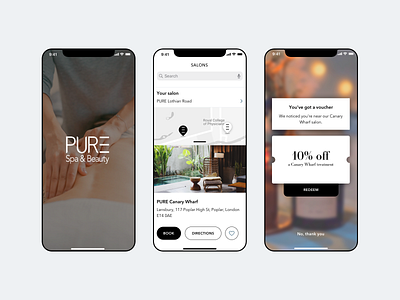 Spa app app clean iphone map spa splash ui voucher