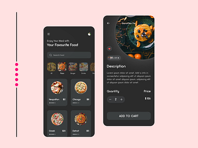 Food Delivery App in Dark Mode app design app in dark mode app in dark mode application clianui design ecommerce app food delivery app food delivery application uiux