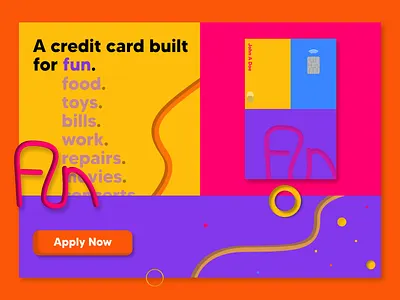 Credit Card Landing Page - Fun 3d banking branding credit card design fun illustration landing page landing page concept landing page design logo ui ux web web design