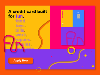 Credit Card Landing Page - Fun 3d banking branding credit card design fun illustration landing page landing page concept landing page design logo ui ux web web design