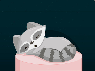 Sleeping raccoon design illustration illustrator night raccoon sleep sleeping vector єнот