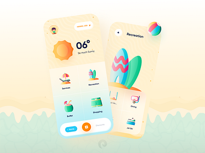 Beach Services App Concept ☀️ 3d app app design app ui beach beach ball clean clean ui design flat illustration holyday minimal minimalism mobile service app services ski sunny ui uidesign