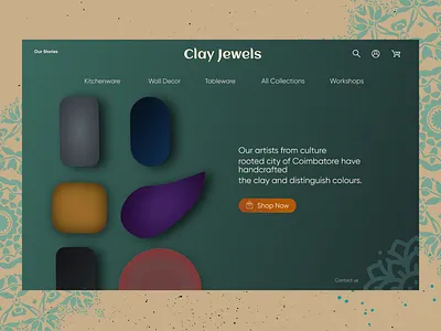 Pottery Ecommerce Website Landing Page app brand design branding clay dribbble ecommerce ecommerce design illustration pottery website concept website design