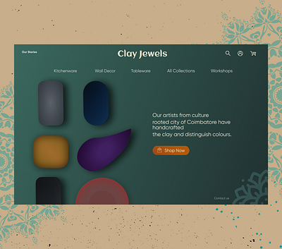 Pottery Ecommerce Website Landing Page app brand design branding clay dribbble ecommerce ecommerce design illustration pottery website concept website design