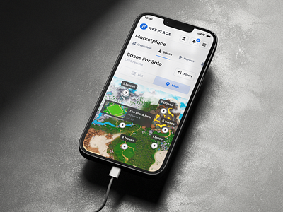 NFT Marketplace - Map Overview 2d app base clean crypto game illustration interface iphone light ui map marketplace mobile ui mockup nft overview sale shop tabs ui elements