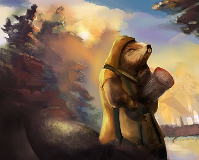 Beaver Ranger 2d art enviroment illustration krita lighting