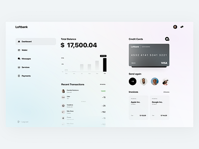 Digital Banking - Desktop Application bank bank contacts bank dashboard banking cards clean design dashboard dashboard chart dashboard menu desktop baking digital banking digital finances finance finance app fintech minimal design money balance transactions whitespace