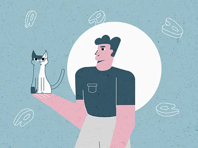 Cat animals animation art cat character character design clean colors concept creative design fish flat food green guy illustration illustrator love minimal