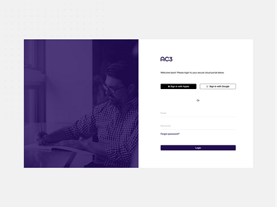 AC3 Login Page design digital ui design ui ux uidesign web application webapp design