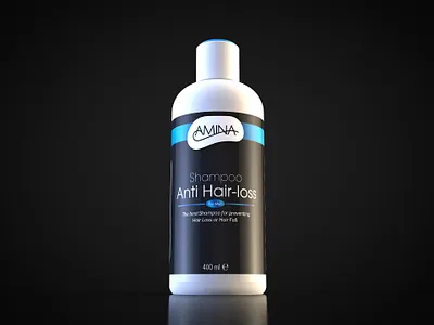 Amina Anti Hair Loss 3d product product design shampoo