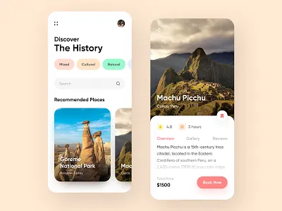 Travel App Design Concept app app design booking concept history mobile app travel agency travel app traveling trip
