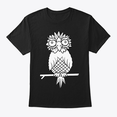 pineowl black and white. cartoony cute design illustration illustrator maplemill owl shirt tshirt vector