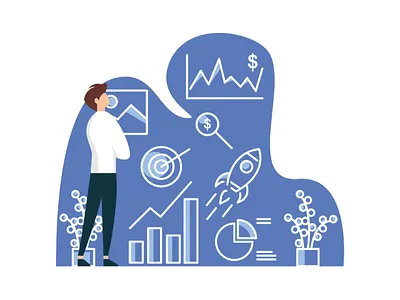 Analytic analytic blue business design flat graphic illustration school scientist simple teacher vector