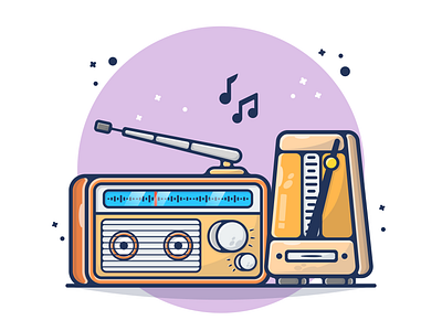 Radio, Music Player, Tone, Radio Old, Retro Radio banner cartoon design flat design flyer fm hz illustration logo music music player old old radio poster radio relax retro speaker tone vintage