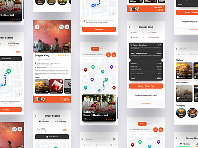 Pay and Eat App UI Concept app appuidesign clean ui design designer ios app location map minimaldesign mobile app mobile ui modern rating restaurant search ui uidesign uiux designer uiuxdesign ux