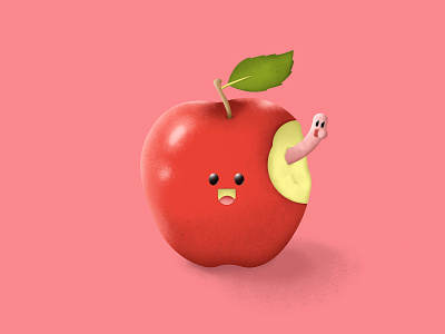 🍎 apple cute illustration design illustration procreate worm