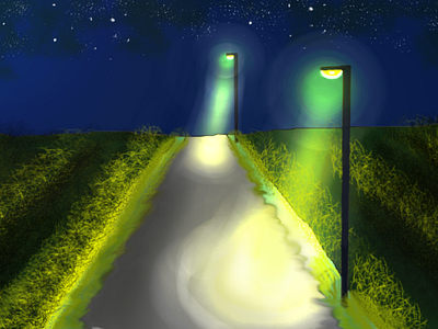 Night Street View. animation anime art artist autodesk sketchbook design digital art digital artist digital painting fantasy graphic design illustration illustrator lgbt nature painting realistic street
