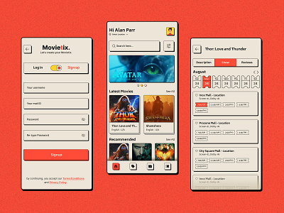 MovieTix - Movie Booking Mobile App application apps booking bookings branding design mobile mobile app movie ui uiux ux uxdesign