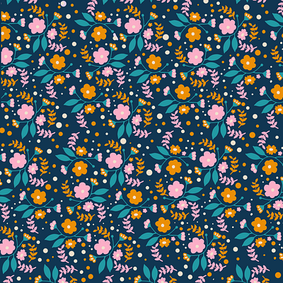 Floral Flower Surface Pattern Print branding colour palette design floral flower graphic design illustration illustration art illustrator ipad pro pattern pattern a day pattern art procreate surfacedesign surfacepatterndesign