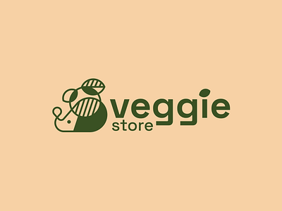 Veggie apple brand branding cartoon design elegant funny hedgehog illustration logo logotype mark minimalism minimalistic modern sign vector