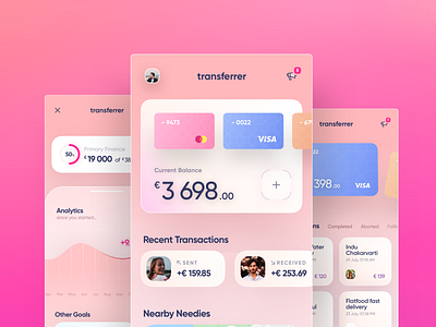 Money - Lend/Borrow/Donate Mobile Dashboard app cards ui chart dashboard data finance application fintech graph invite landing page minimal mobile mobile app money app motion navigation redesign typography ux ui design visa card